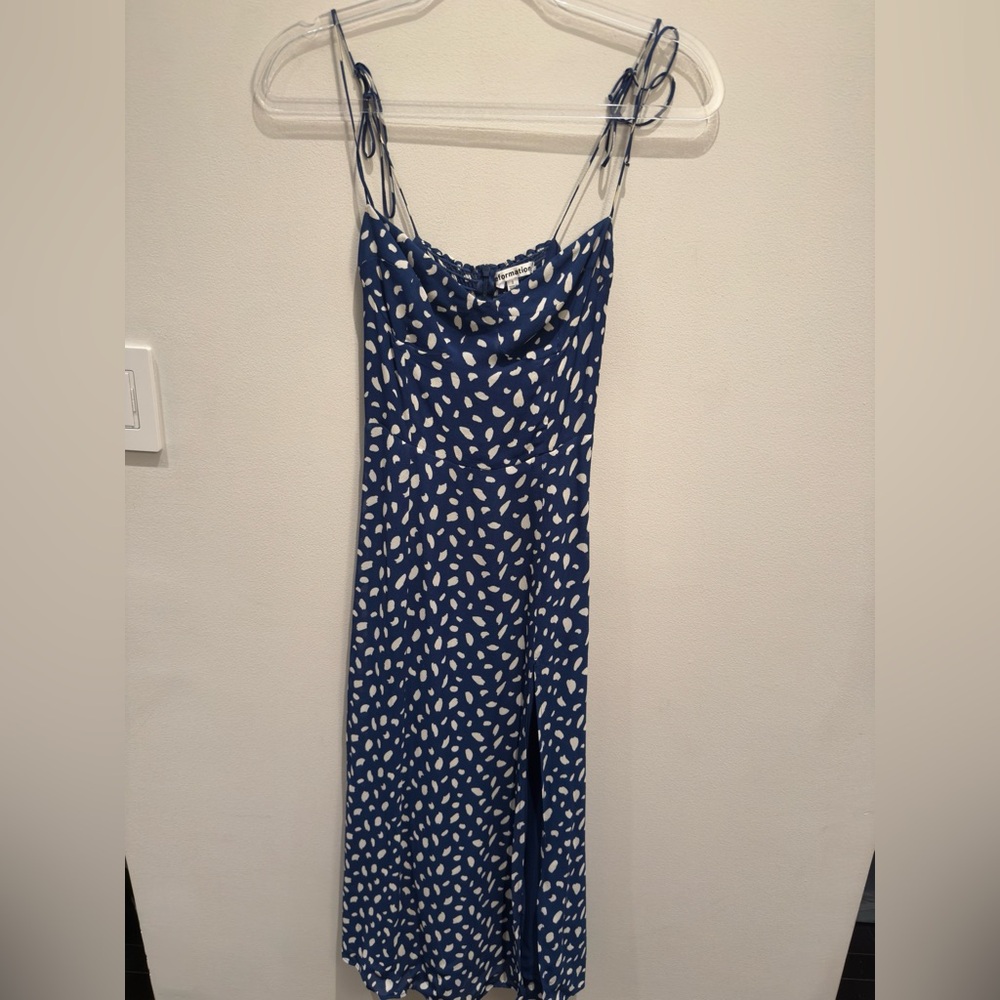 Reformation Juliette Midi Dress Moray Blue Spotted Dress Size 2 Women’s - Picture 5 of 15